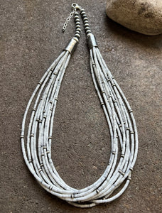 Sterling Silver Multi Strand White Howlite Bead W Pearls Necklace. 24 inch