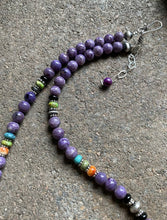 Load image into Gallery viewer, Sterling Silver Charoite Multi Stone Bead Necklace. 18.25 inch