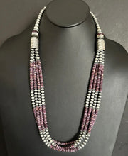Load image into Gallery viewer, Sterling Silver Multi Strand Purple Spiny Oyster Pearls Bead Necklace. 30 inch