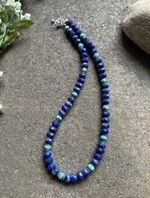 Load image into Gallery viewer, Sterling Silver Lapis Turquoise Bead Necklace. 19 inch