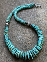 Load image into Gallery viewer, Sterling Silver Graduated Turquoise Bead Necklace. 18 inch