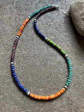 Load image into Gallery viewer, Sterling Silver Multi Stone W Pearls Bead Necklace. 22 Inch