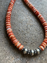 Load image into Gallery viewer, Sterling Silver Spiny Oyster Bead Necklace. 18.5 inch