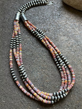 Load image into Gallery viewer, Sterling Silver Multi Strand Multi Color Shell W Pearls Bead Necklace. 26 inch