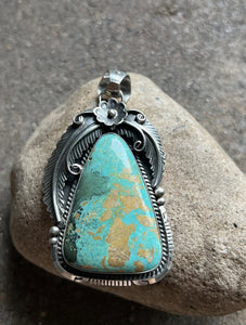 Native American Sterling Silver Turquoise Pendant. Alfred Martinez