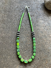 Load image into Gallery viewer, Sterling Silver Green Turquoise Bead Necklace. 18 inch