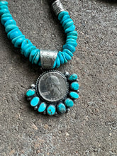 Load image into Gallery viewer, Navajo Sterling silver turquoise coin pendant necklace 18 Inch