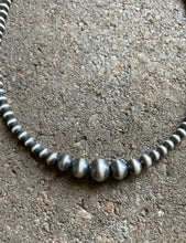 Load image into Gallery viewer, Sterling Silver 4mm Graduated Navajo Pearls Bead Necklace. 14 inch Choker