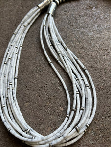 Sterling Silver Multi Strand White Howlite Bead W Pearls Necklace. 24 inch