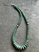 Load image into Gallery viewer, Sterling Silver Graduated Green Turquoise Bead Necklace. 18 inch