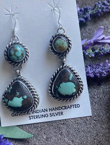 Navajo Sterling Silver Turquoise Earrings. CY