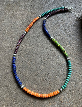 Load image into Gallery viewer, Sterling Silver Multi Stone W Pearls Bead Necklace. 22 Inch