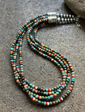 Load image into Gallery viewer, Sterling Silver Multi Strand Multi Stone Bead Necklace. 22 inch