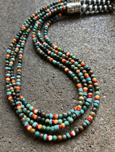 Load image into Gallery viewer, Sterling Silver Multi Strand Multi Stone Bead Necklace. 22 inch