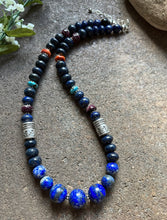 Load image into Gallery viewer, Sterling Silver Lapis Multi Stone Bead Necklace. 22 inch