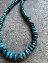Load image into Gallery viewer, Sterling Silver Graduated Turquoise Bead Necklace. 18.5 inch