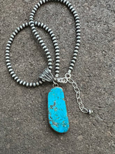 Load image into Gallery viewer, Navajo Sterling silver turquoise pendant necklace
