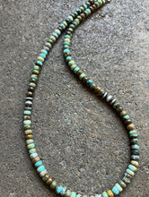 Load image into Gallery viewer, Sterling Silver Blue Green Turquoise Bead Necklace. 18 inch