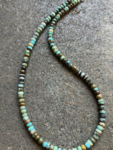 Sterling Silver Blue Green Turquoise Bead Necklace. 18 inch