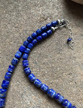 Load image into Gallery viewer, Sterling Silver Graduated Lapis Bead Necklace. 18 inch