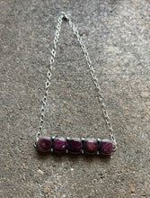 Load image into Gallery viewer, Navajo Sterling Silver Purple Spiny Oyster Choker Bar Chain Necklace 14 inch KY