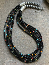 Load image into Gallery viewer, Sterling Silver Multi Strand Black Onyx Multi Stone Bead Necklace. 24 Inch