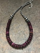 Load image into Gallery viewer, Sterling Silver Purple Spiny Oyster with Navajo Pearls Bead Necklace. 18 inch