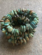 Load image into Gallery viewer, Sterling Silver Green Turquoise Nuggets Bead Bracelet. Free size