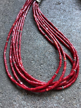 Load image into Gallery viewer, Sterling Silver Multi Strand Red Coral Bead Necklace 24 Inch