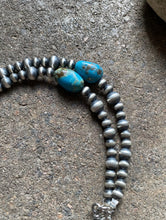 Load image into Gallery viewer, Sterling Silver Turquoise W Pearls Bead Necklace. 25 inch