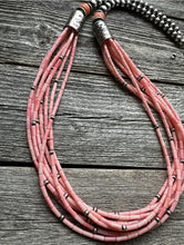 Load image into Gallery viewer, Sterling Silver Multi Strand Pink Coral W Pearls Bead Necklace 30 Inch