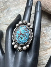 Load image into Gallery viewer, Elgin Tom Sterling Silver Egyptian Turquoise Ring. Size 8.5. Navajo