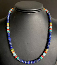 Load image into Gallery viewer, Sterling Silver Lapis Multi Stone Bead Necklace. 18 inch. Gift