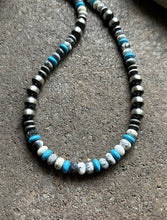 Load image into Gallery viewer, Sterling Silver Multi Stone W Pearls Bead Necklace. 18 Inch