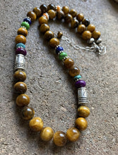 Load image into Gallery viewer, Sterling Silver Tiger’s Eye Multi Stone Bead Necklace. 18 inch. Gift