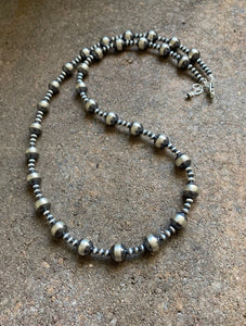 Sterling Silver 10mm Pearls Bead Necklace. 20 inch