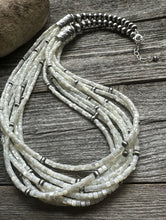 Load image into Gallery viewer, Sterling Silver Multi Strand Mother of Pearl Bead Necklace. 26 inch