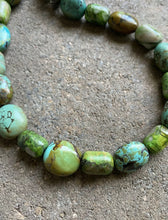 Load image into Gallery viewer, Sterling Silver Green Turquoise Bead Necklace. 26 inch