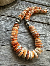 Load image into Gallery viewer, Sterling silver orange spiny oyster bead necklace 18 Inch