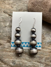 Load image into Gallery viewer, Sterling Silver Navajo Pearls Drop Bead Earrings. 10mm - 16mm