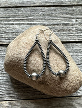 Load image into Gallery viewer, Sterling Silver Flat Pearls Bead Hoop Earrings. 2.5 Inch