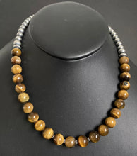 Load image into Gallery viewer, Sterling Silver Tiger’s Eye W Navajo Pearls Bead Necklace. 18 inch. Gift