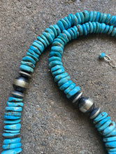 Load image into Gallery viewer, Sterling Silver Graduated Blue Turquoise Bead Necklace. 18 inch