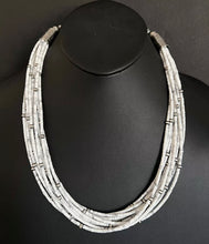 Load image into Gallery viewer, Sterling Silver Multi Strand White Howlite Bead W Pearls Necklace. 24 inch