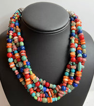 Load image into Gallery viewer, Sterling Silver Multi Strand Multi Stone Bead Necklace. 15 inch