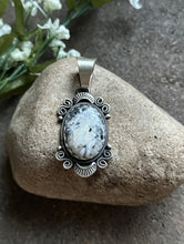 Load image into Gallery viewer, Navajo Sterling Silver White Buffalo Turquoise Pendant. D Stungston