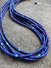 Load image into Gallery viewer, Sterling Silver Multi Strand Multi Stone Lapis Bead Necklace. 22 Inch