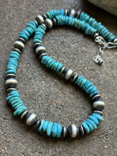 Load image into Gallery viewer, Sterling Silver Blue Turquoise W Pearls Bead Necklace 18 inch