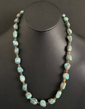 Load image into Gallery viewer, Sterling Silver Turquoise Nuggets Heishi Bead Necklace 25 Inch