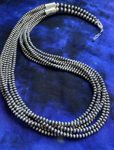 Load image into Gallery viewer, Sterling Silver Multi Strand 4mm 30 Inch Navajo Pearls Bead Necklace